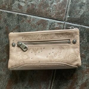 Tan Embossed Leather Clutch/Wallet